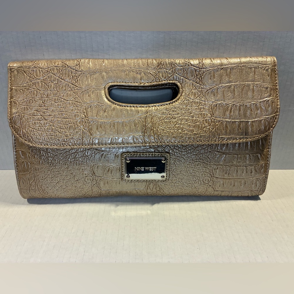Nine West Clutch - Gold Faux Snakeskin